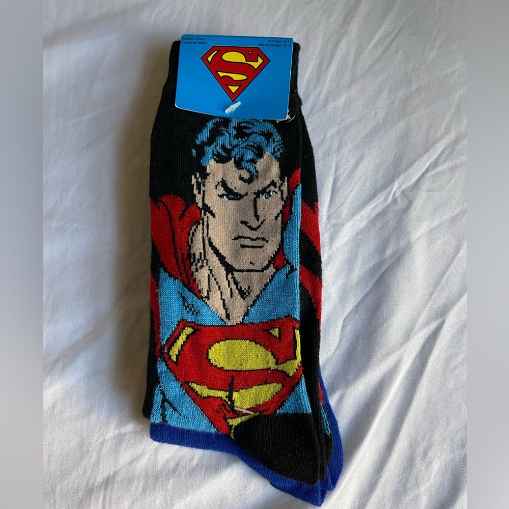 New Superman Socks. Two Pack. Size 10-13.